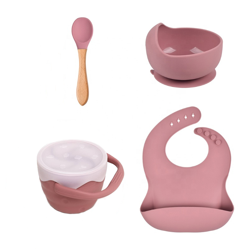 Pink Silicone Feeding Set