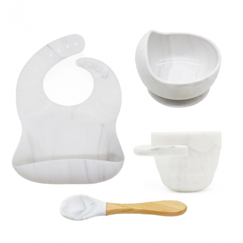 Marble Silicone Feeding Set
